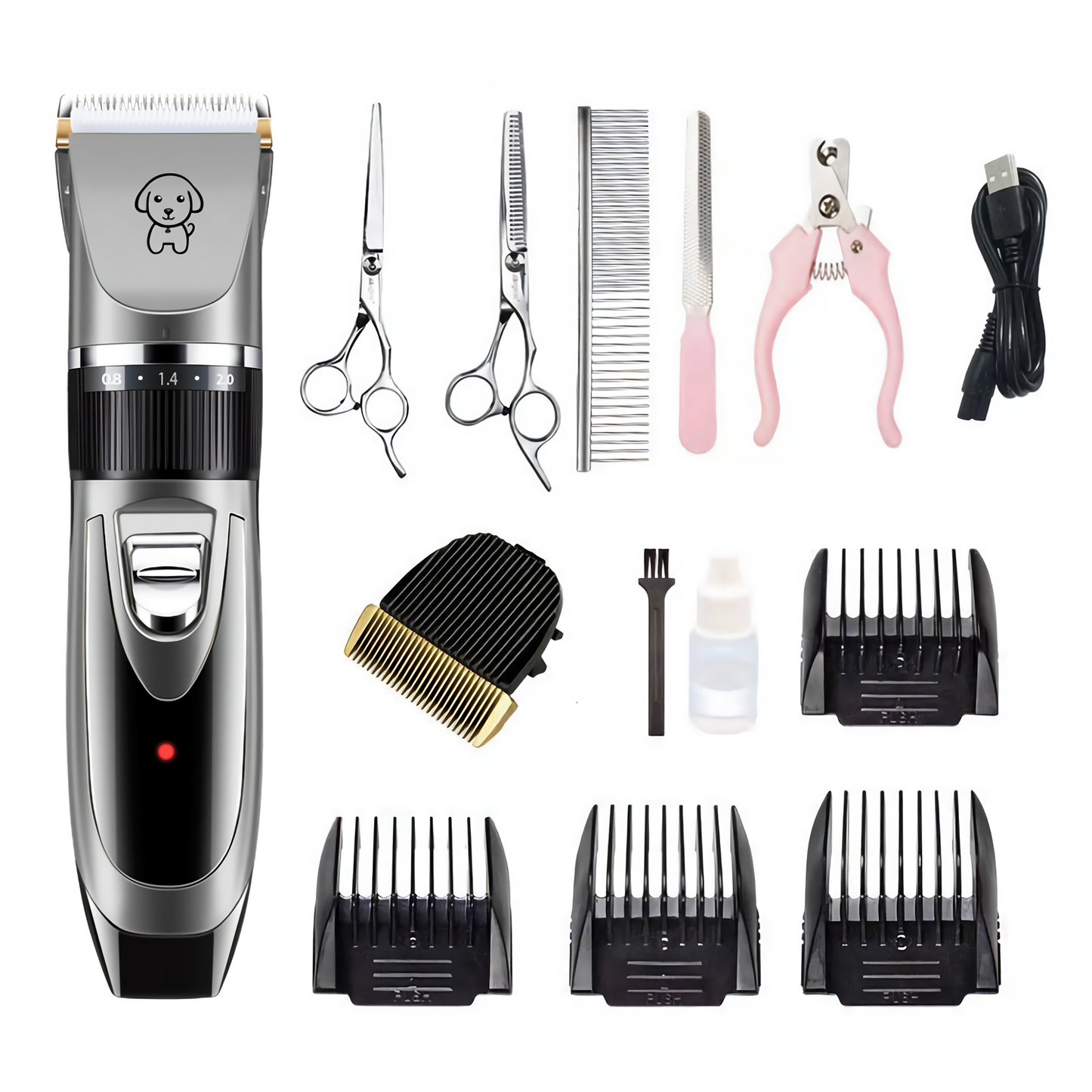 CORDLESS RECHARGABLE COMPLETE PET GROOMING KIT