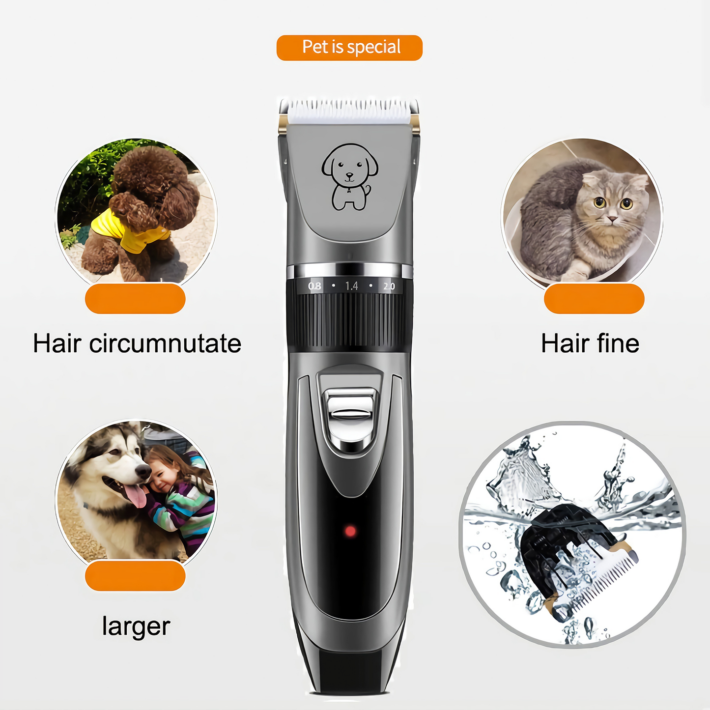 CORDLESS RECHARGABLE COMPLETE PET GROOMING KIT