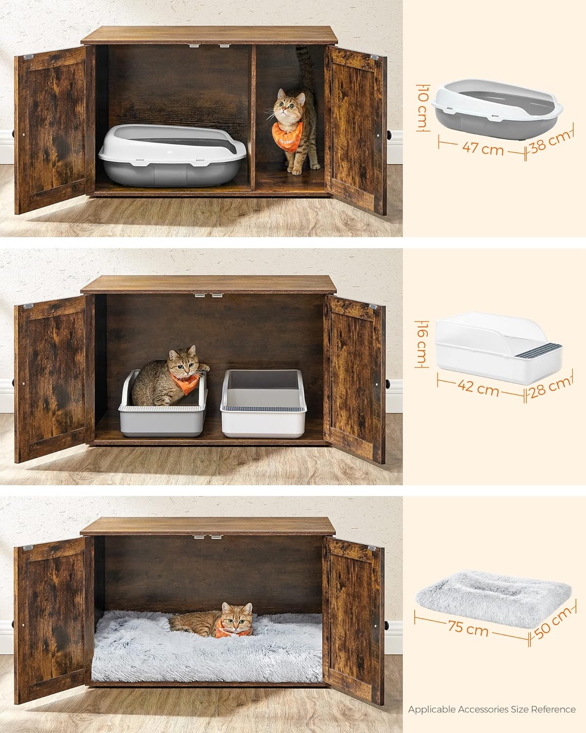 FEANDREA Furniture - Cat Litter Box or Bed - Vintage Brown