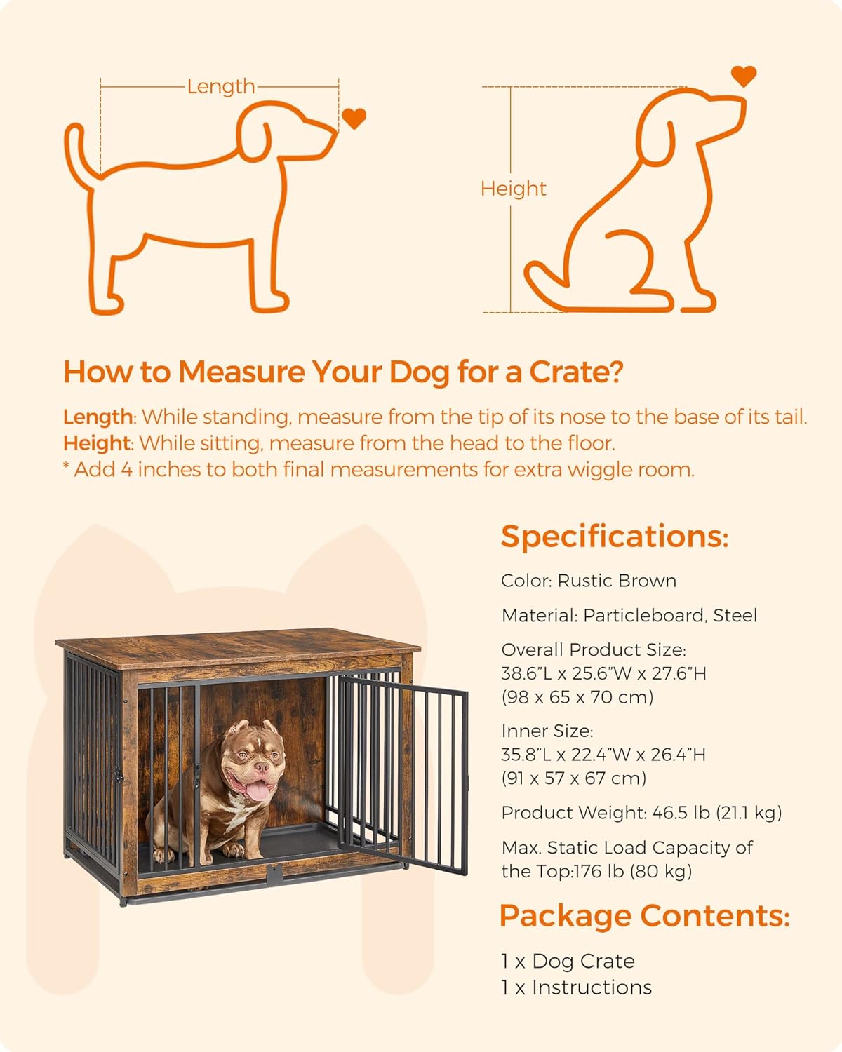 Measurements details to order dog crate 