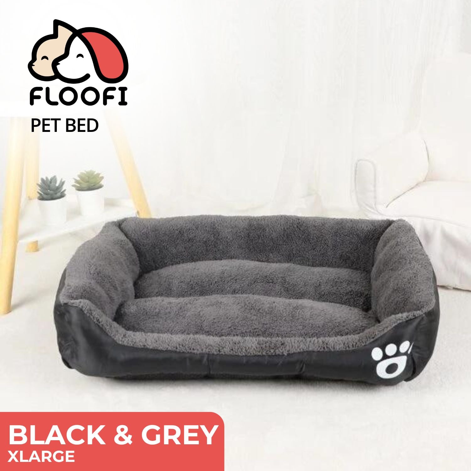 FLOOFI Pet Bed XL Size - Dark Grey