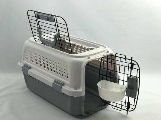 YES4PETS Small Dog Cat Crate Carrier - Grey
