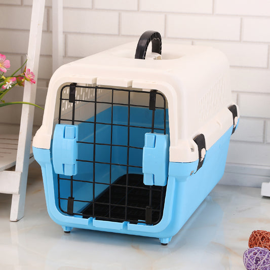 YES4PETS Small Portable Plastic Dog Carrier Crate - Blue