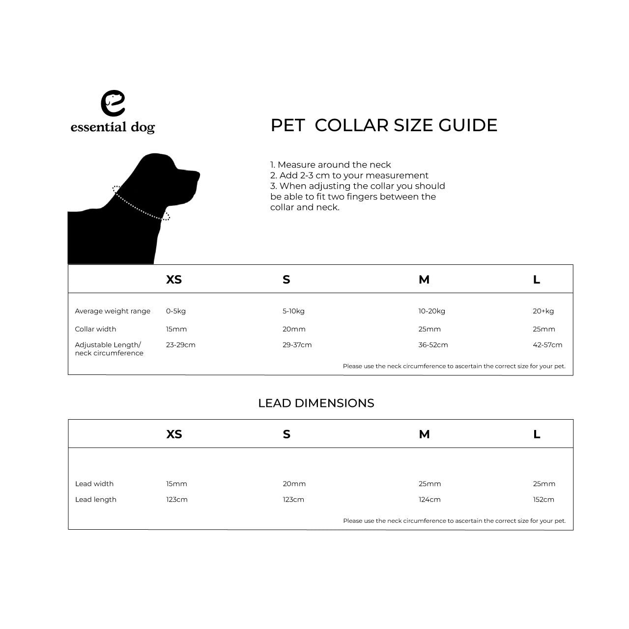 pet collar size guide 